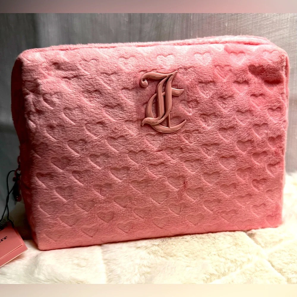 NEW Juicy Couture Pink Felt Travel Cosmetics bag